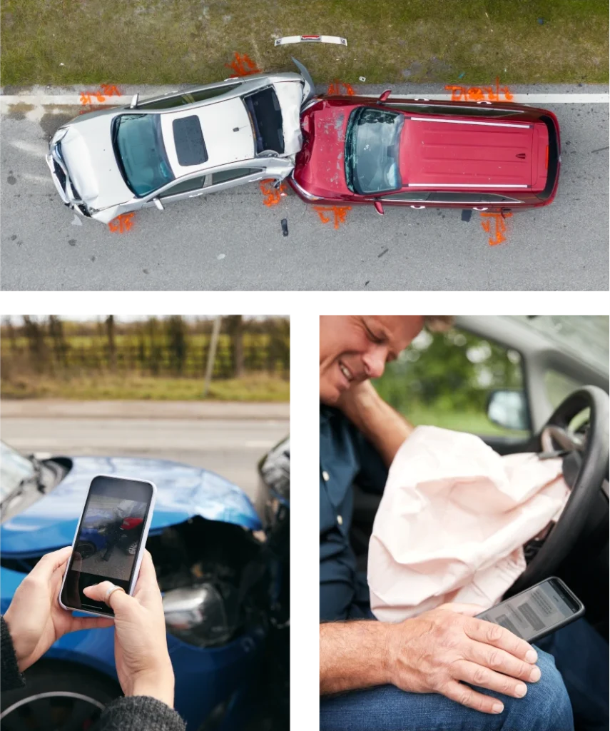a collage of car accidents