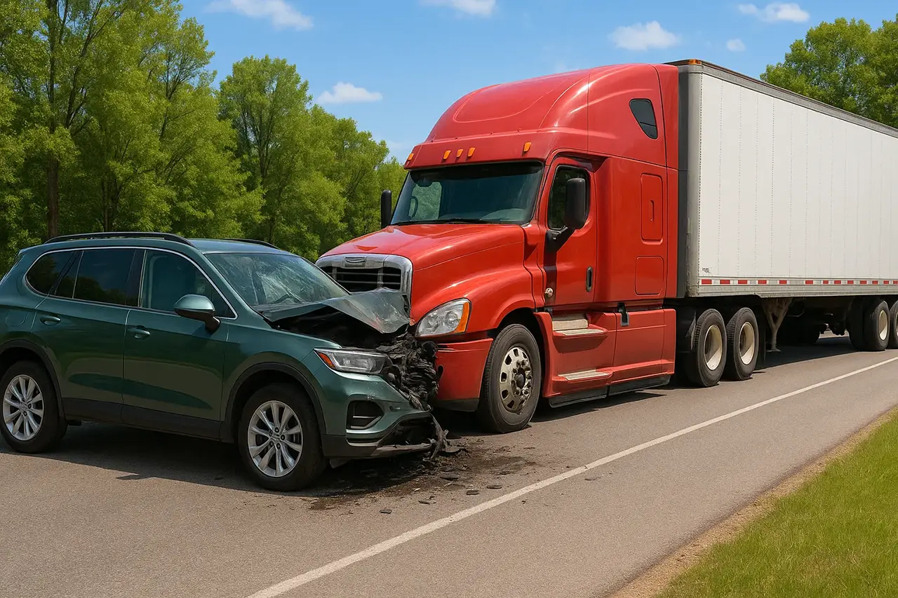 a semi truck collision with a minivan